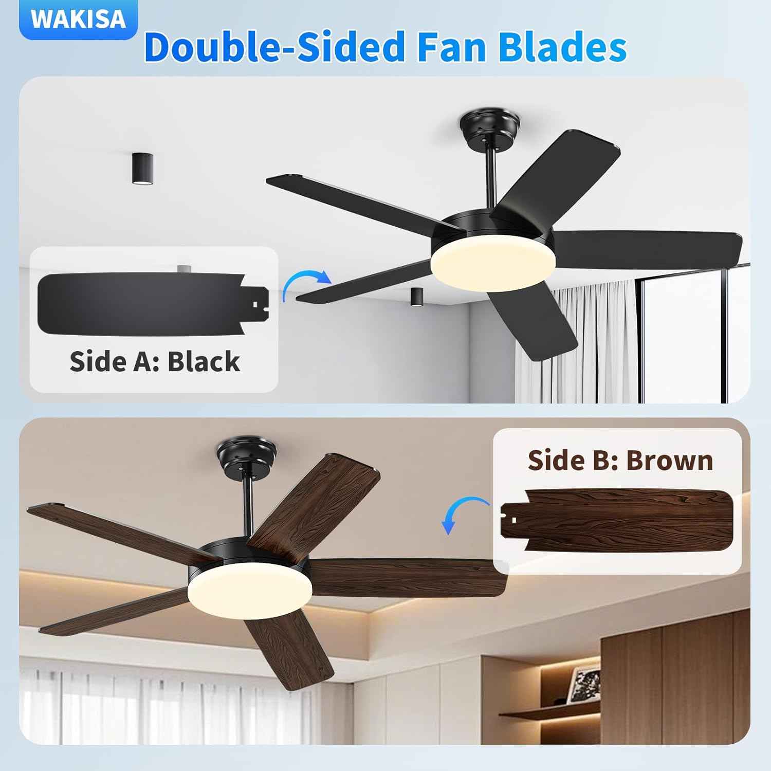 45-Inch Dimmable Ceiling Fan with Lights & Remote - 6 Speeds, Reversible, Quick Install for Indoor/Outdoor Use