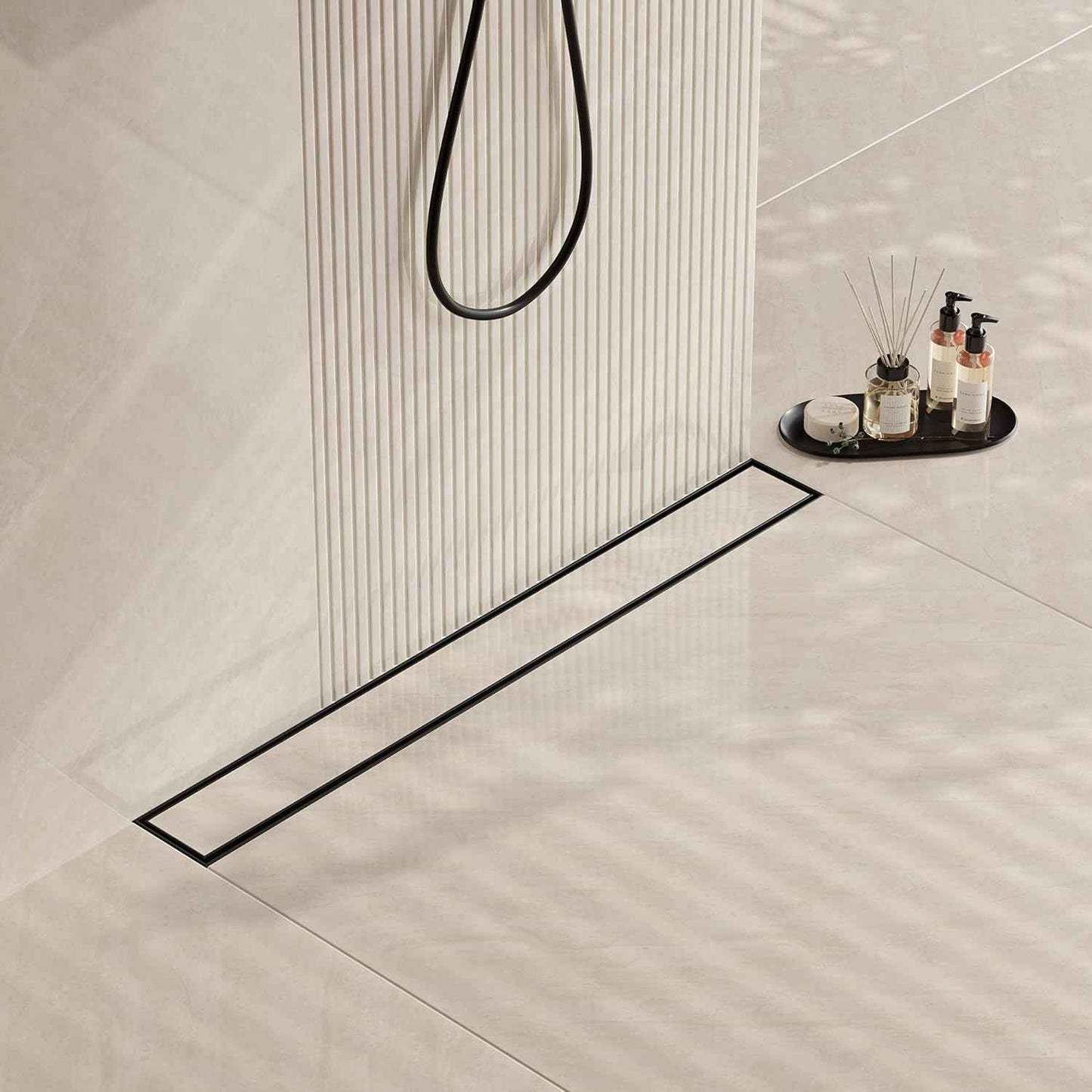 Neodrain 18-Inch Gold Linear Shower Drain - Brushed Brass, Tile Insert Cover & Hair Strainer