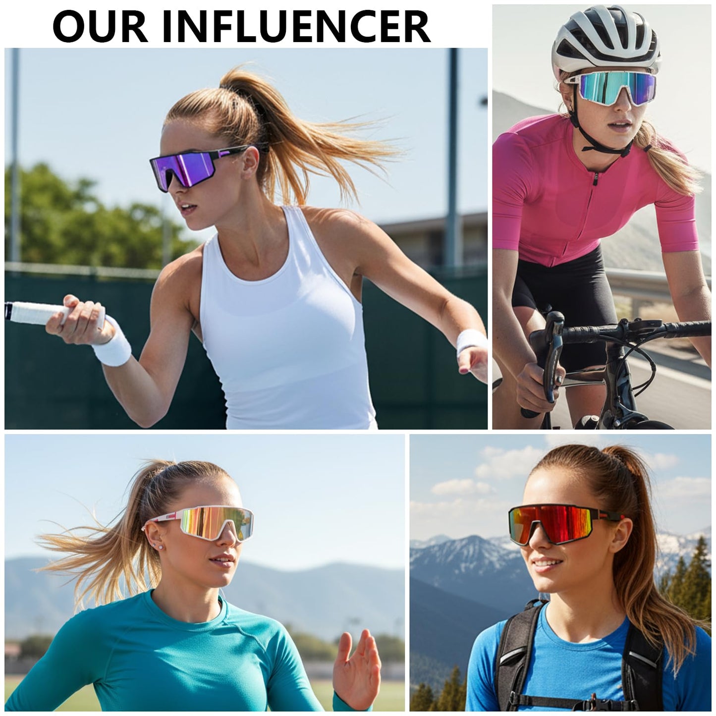 IKTOD 3 Pack Polarized Running Sunglasses for Women Mens Sunglasses UV Protection for Cycling Baseball Fishing (3 Pack-Pink Pink/Purple Black/Pink White-W09)
