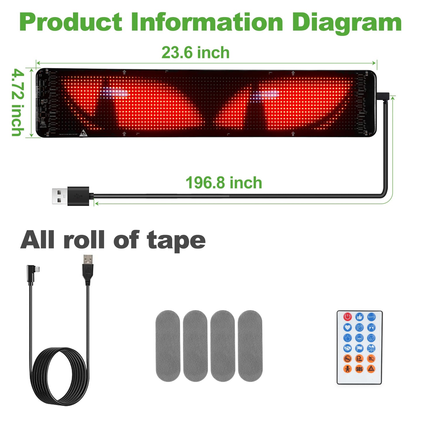 10L0L Golf Cart Devil Eyes Light Sign, 23x5in Programmable Flexible LED Screen for Windshield with App & Remote Control, High-Brightness Animated Scrolling Electra Eyes for Yamaha/EZGO/Club Car 1981-up