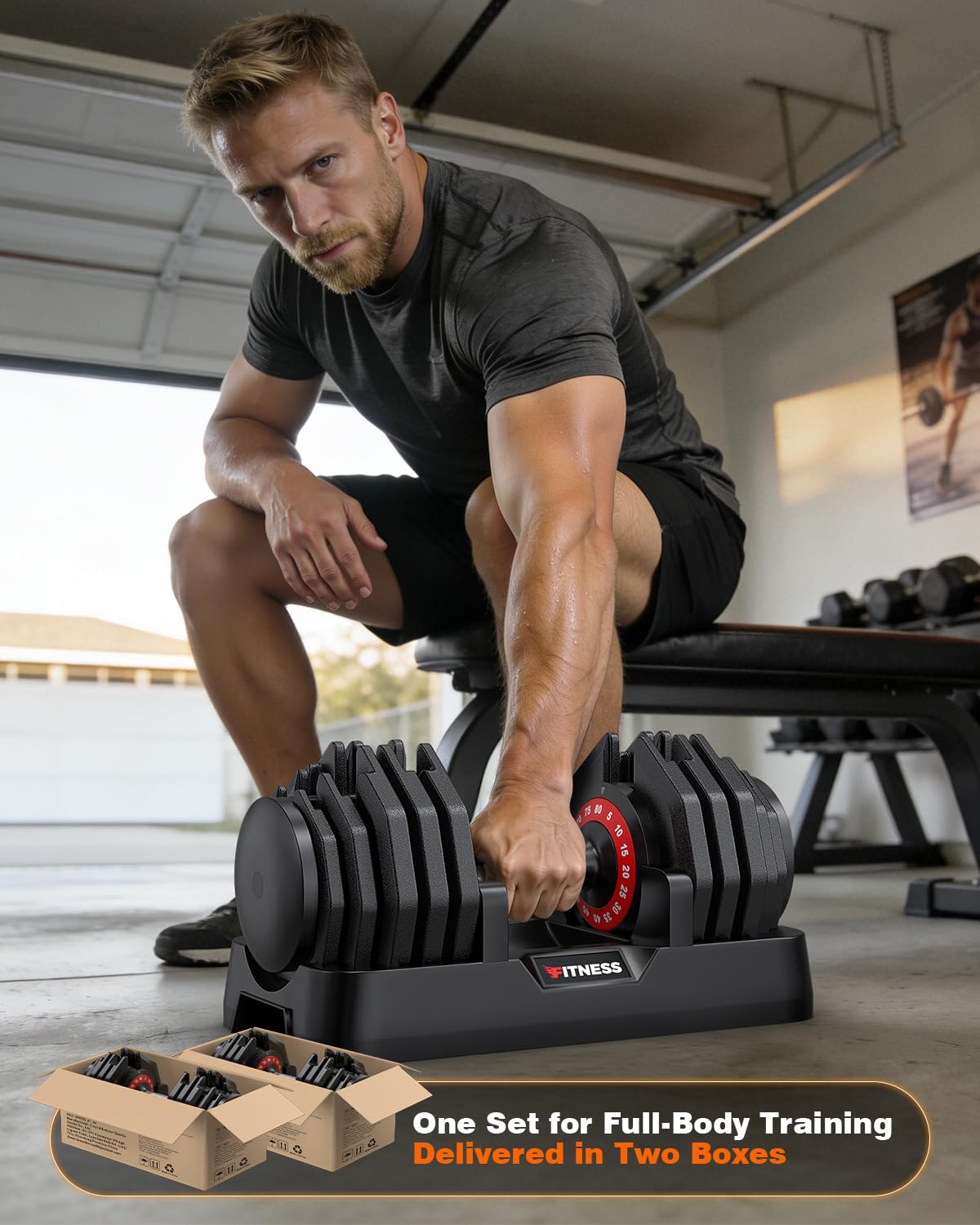Rendpas Adjustable Dumbbell Set, Quick Adjust Free Weights for Home Gym