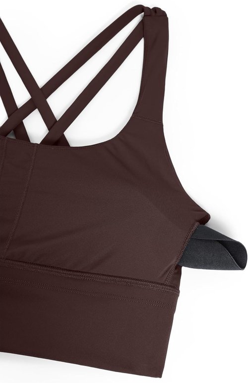 CRZ YOGA Strappy Longline Sports Bra - Medium Impact Criss Cross Padded Workout Crop Top for Women
