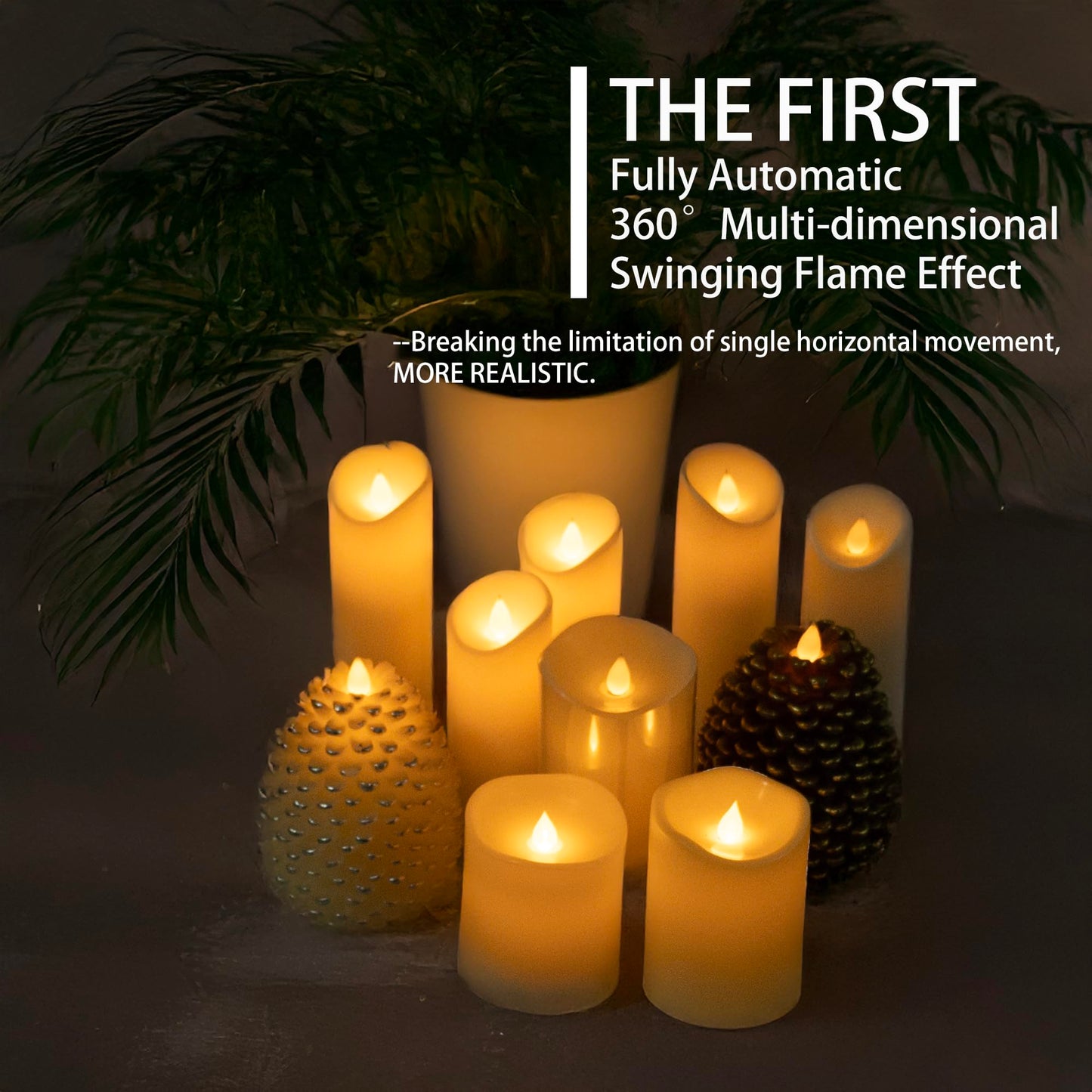 GyrHub Flameless Candles Last 1300+ Hours Real Wax Flame Effect Auto-Moving 3D Wick, LED Pillar Candles with Timers Battery Operated - Ivory 4"