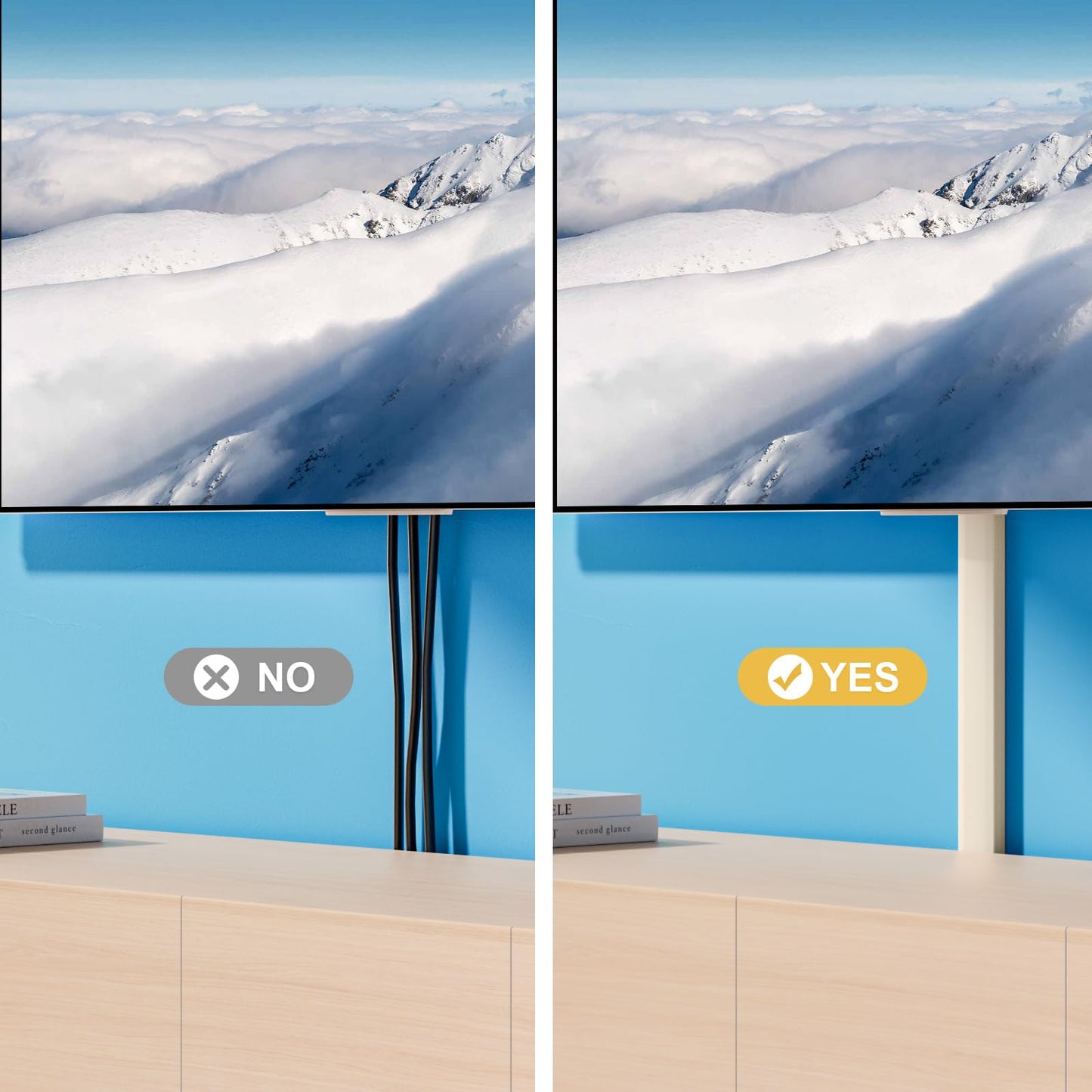 Yecaye TV Cord Hider, 47In Large Cable Hider, Wire Covers for 4 Cords, Wire Hiders for TV on Wall, Cable Raceway Concealer, 3×L15.7in W1.18in H0.6in, Beige