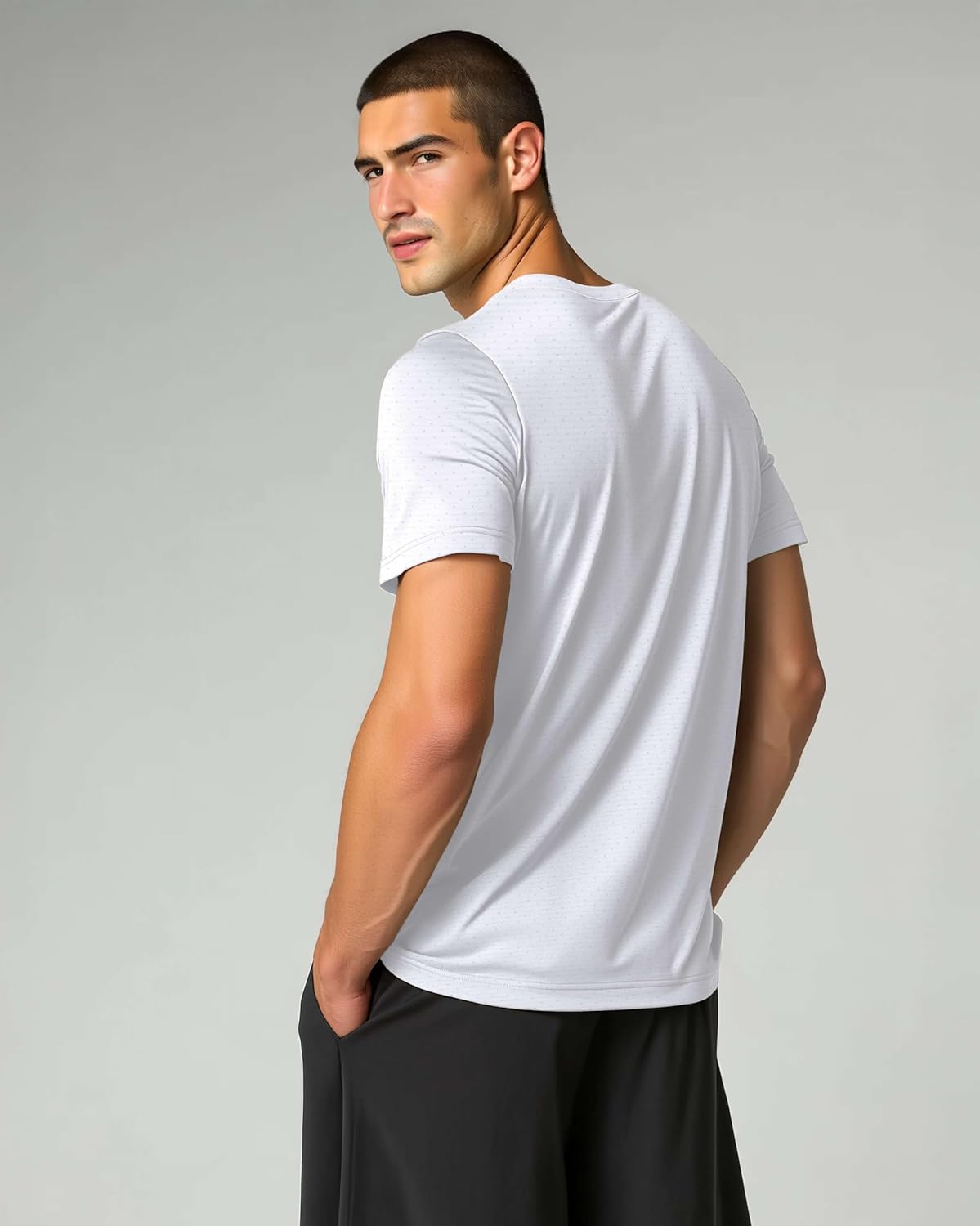 Real Essentials Men's Breeze Tech Crew Neck T-Shirts - 5 Pack Moisture-Wicking Athletic Gym Shirts (Big & Tall)