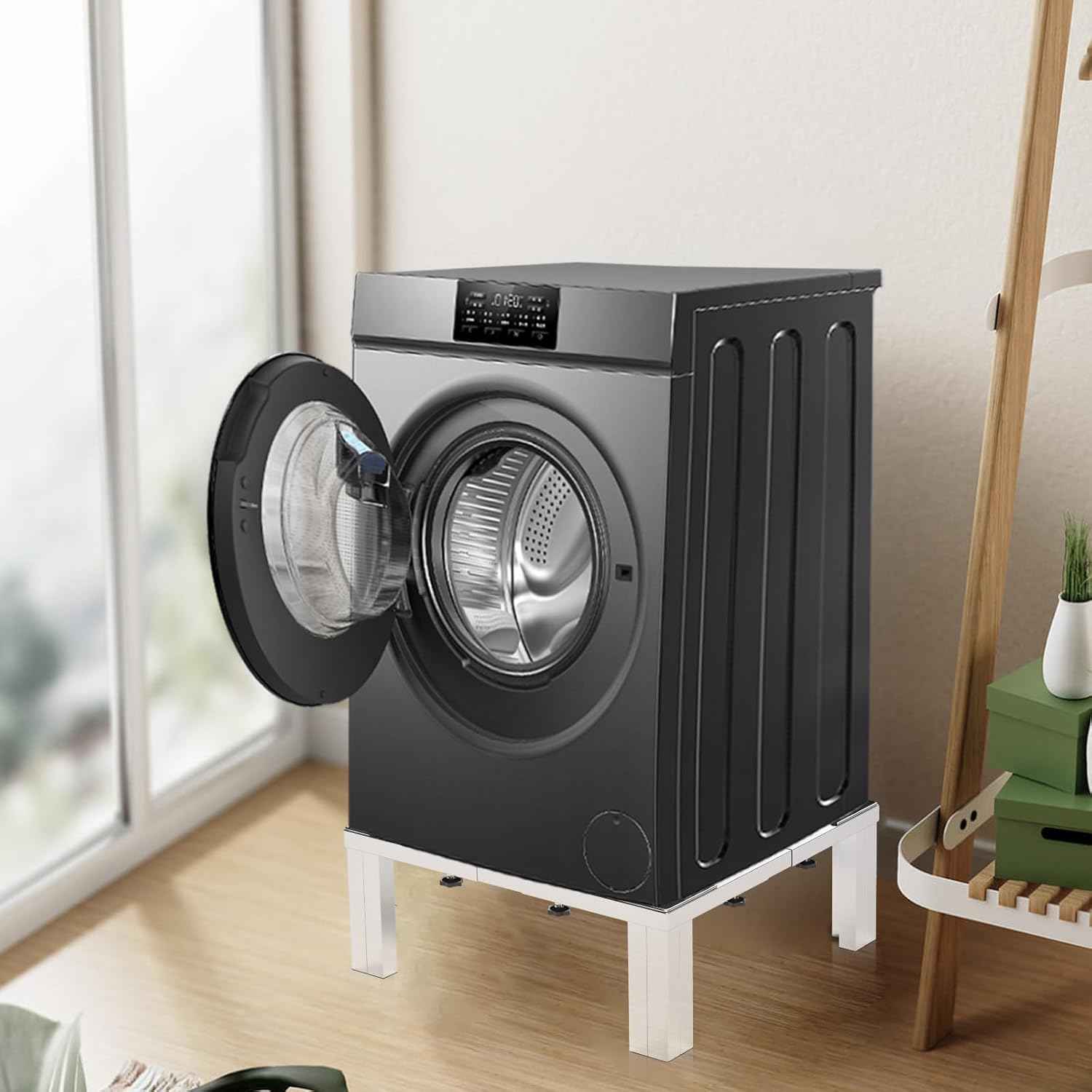 Heavy Duty Stainless Steel Mini Fridge & Washer Dryer Stand with 4 Strong Feet - Universal Appliance Base (Large)