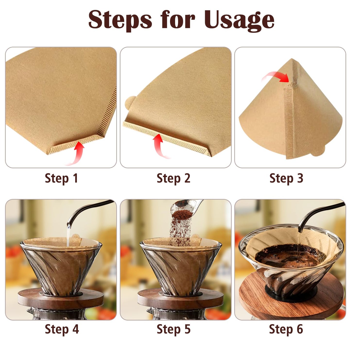 200 Count #4 Cone Coffee Filters 8-12 Cup, Natural Coffee Filters 4 Cone Paper fits for Pour Over and Drip Coffee Maker, Unbleached, Chlorine Free