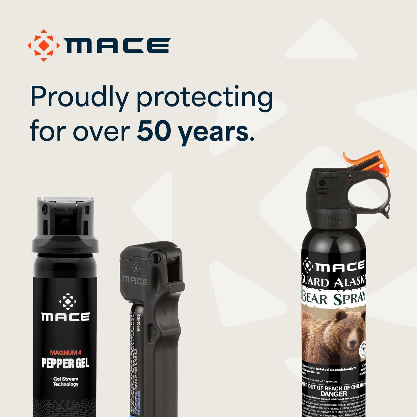 Mace Pepper Spray - 2-Pack Triple Action Personal, 3-in-1 (OC, Tear Gas, UV Dye), Max Police Strength, 0.63 oz, 12 Feet Range, Flip Top Safety Cap, Self Defense Pepper Spray for Women & Men - Black