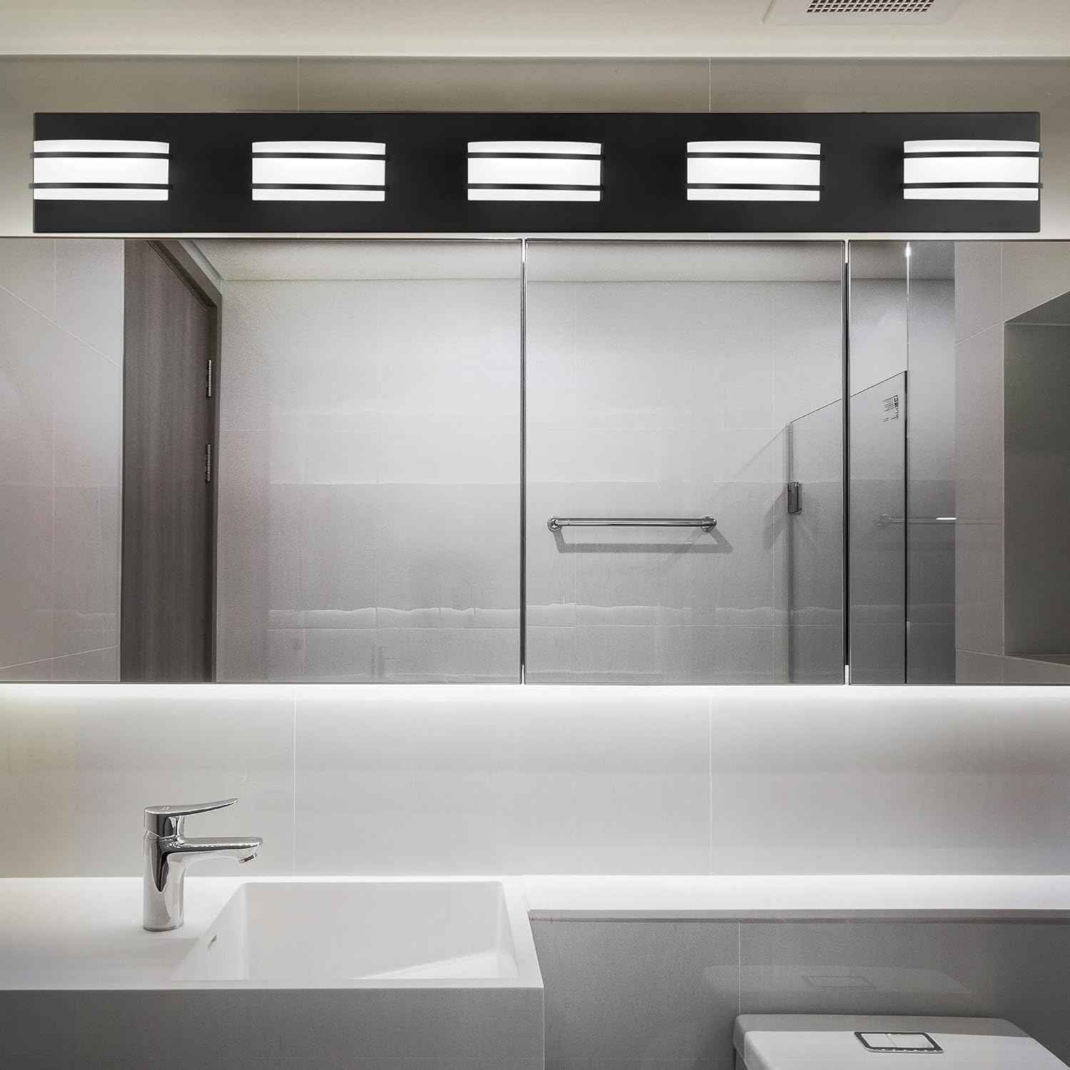 LED Chrome 3-Light Dimmable Bathroom Vanity Light Fixture - Modern Acrylic & Stainless Steel Over Mirror Lighting