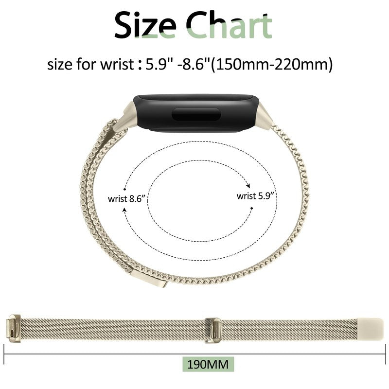 Oumida Mesh Metal Band Compatible with Fitbit Inspire 3 Band, Stainless Steel Adjustable Loop Strap Women Men Replacement Bands for Inspire 3 Health &-Fitness-Tracker, Champagne Gold+Silver