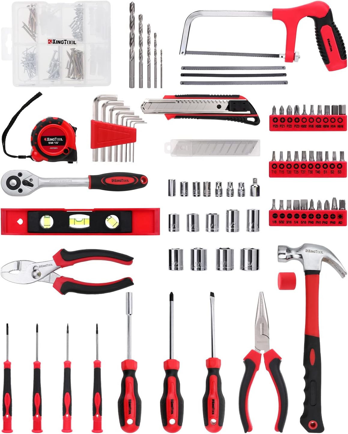 149-Piece KingTool Home Repair Tool Kit - Complete Mechanic Set with Toolbox for Home, Office & College