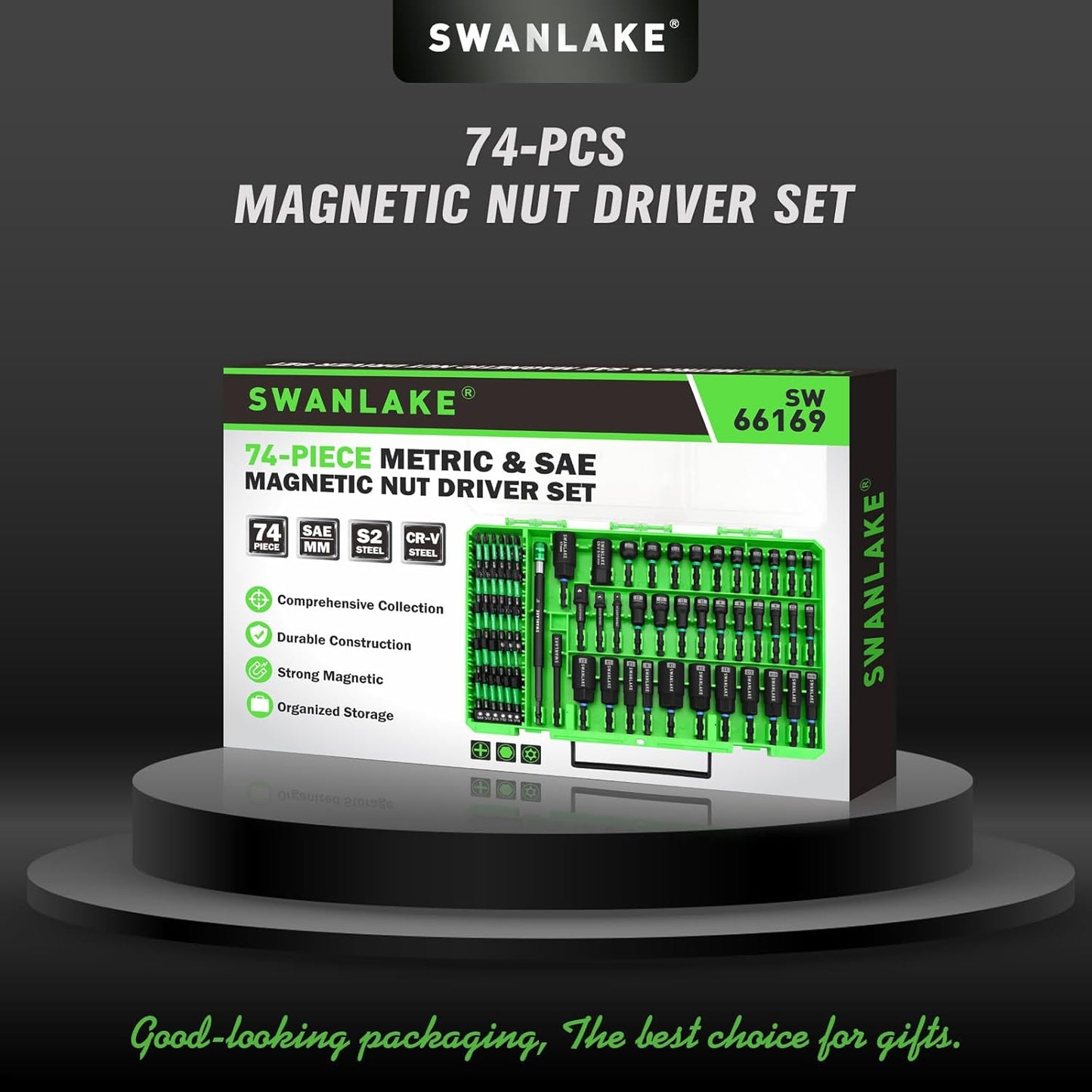 74-Piece Magnetic Nut Driver Set for Impact Drill - Metric & SAE, Universal Socket & Quick-Change Bit Extension