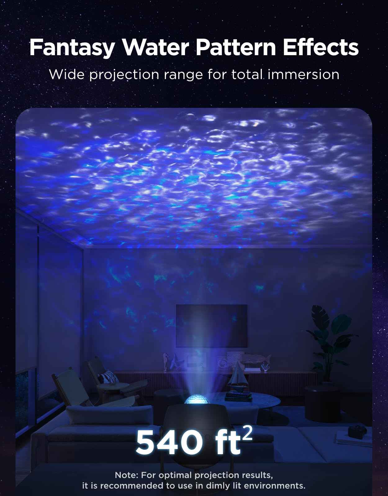 Govee Star Projector Light, Ocean Wave Projector Light with Dynamic Ripple Effects, Works with Matter, 40+ Scene Modes, 18 White Noise Options, LED Night Light for Bedroom (No Power Adapter)