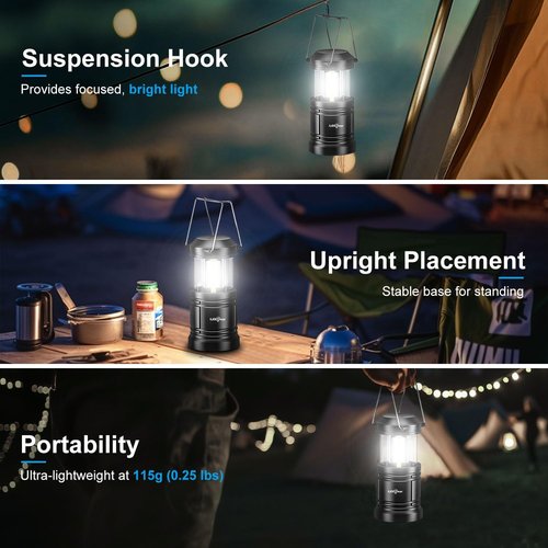 LED Camping Lantern - Battery Operated with Adjustable Brightness | 2 Pack for Emergencies & Outdoor Use
