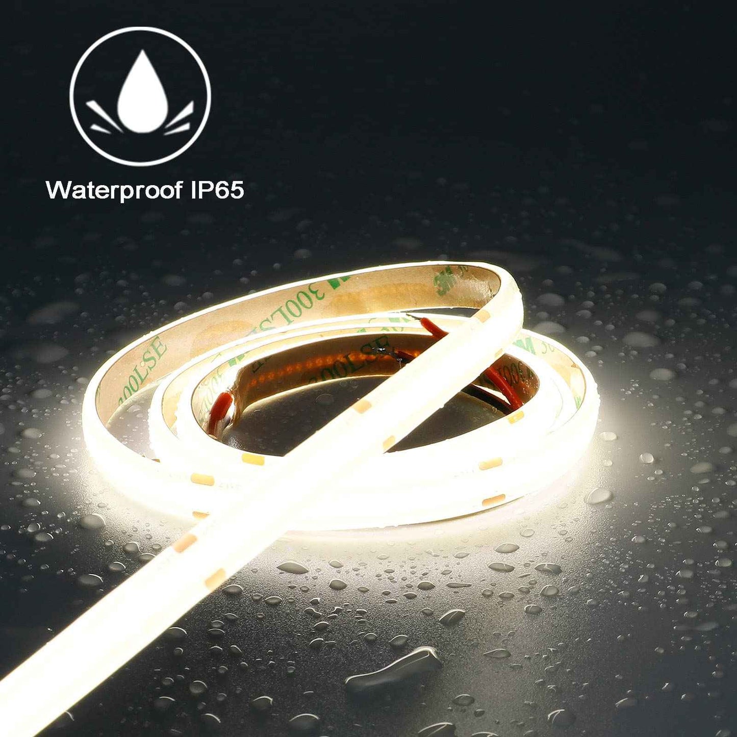 TOPAI 24V COB LED Strip 5000K Daylight White Waterproof IP65 480LEDs/M Super Bright 4000Lm CRI>90 16.4ft Dotless High Density Cuttable Flexible for Cabinet Home DIY Lighting Projects