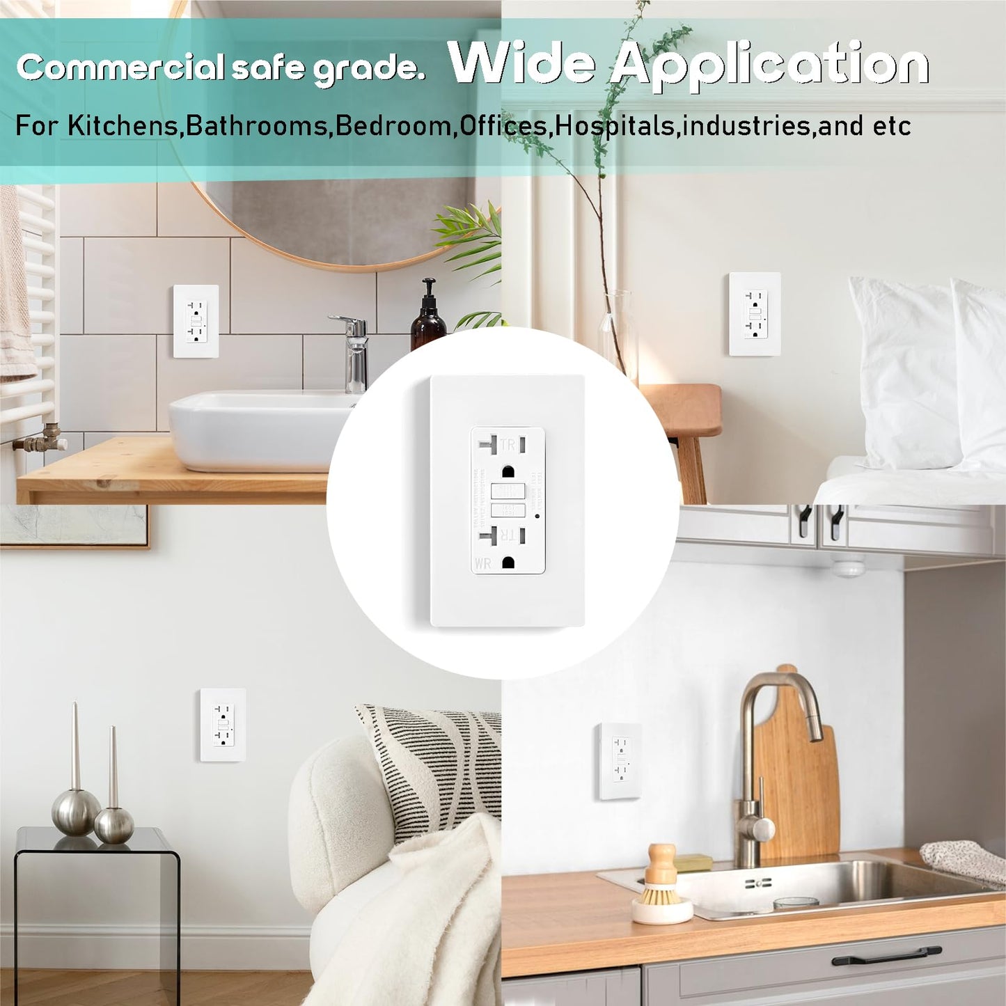 1 Pack GFCI Outlet 20 Amp Self-Test with LED Indicator, Tamper Resistant (TR) Weather Resistant (WR) GFI Electrical Receptacle Ground Fault Circuit Interrupters, Wallplate Included, UL Listed,White