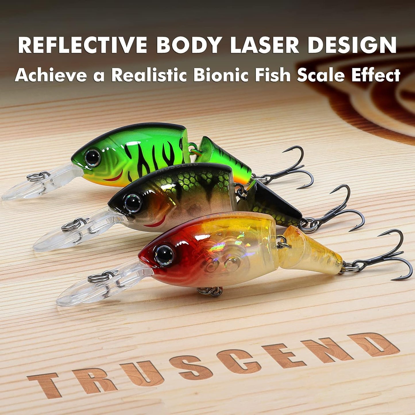 TRUSCEND Swimmax Fishing Lure - Wiggling, Vibrating, Rattling Design with BKK Hook | Heavy-Duty Dyneema Fiber Joint for Bass, Trout, Crappie