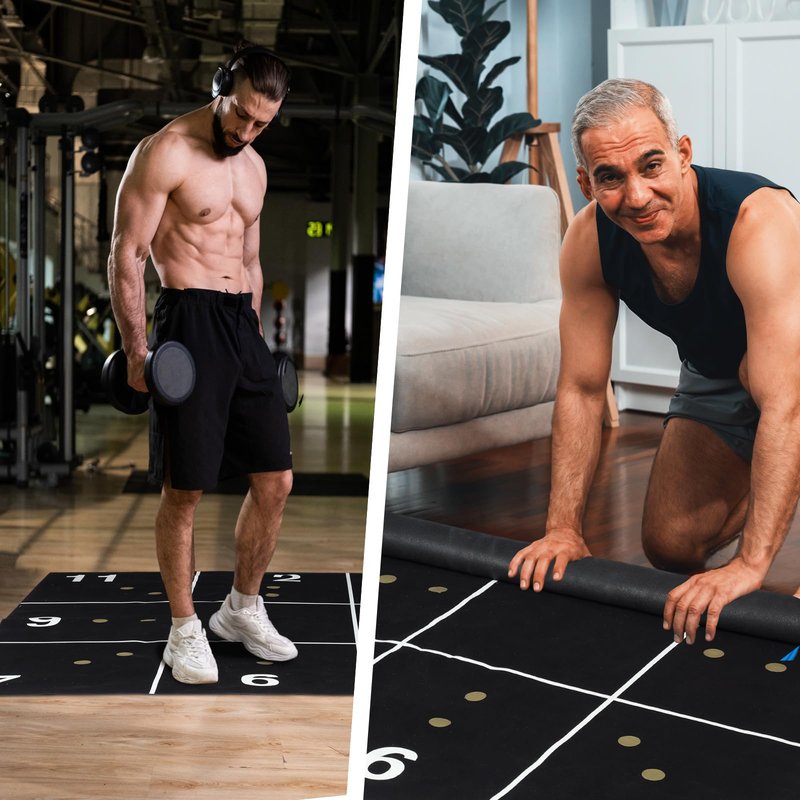 Maasechs Fitness Precision Mat Home Workout Equipment 4.6' x 4' x 2.2 mm Large Exercise Rubber Non Slip Mat for Yoga Pilates Cardio Fitness Home Gym Floor