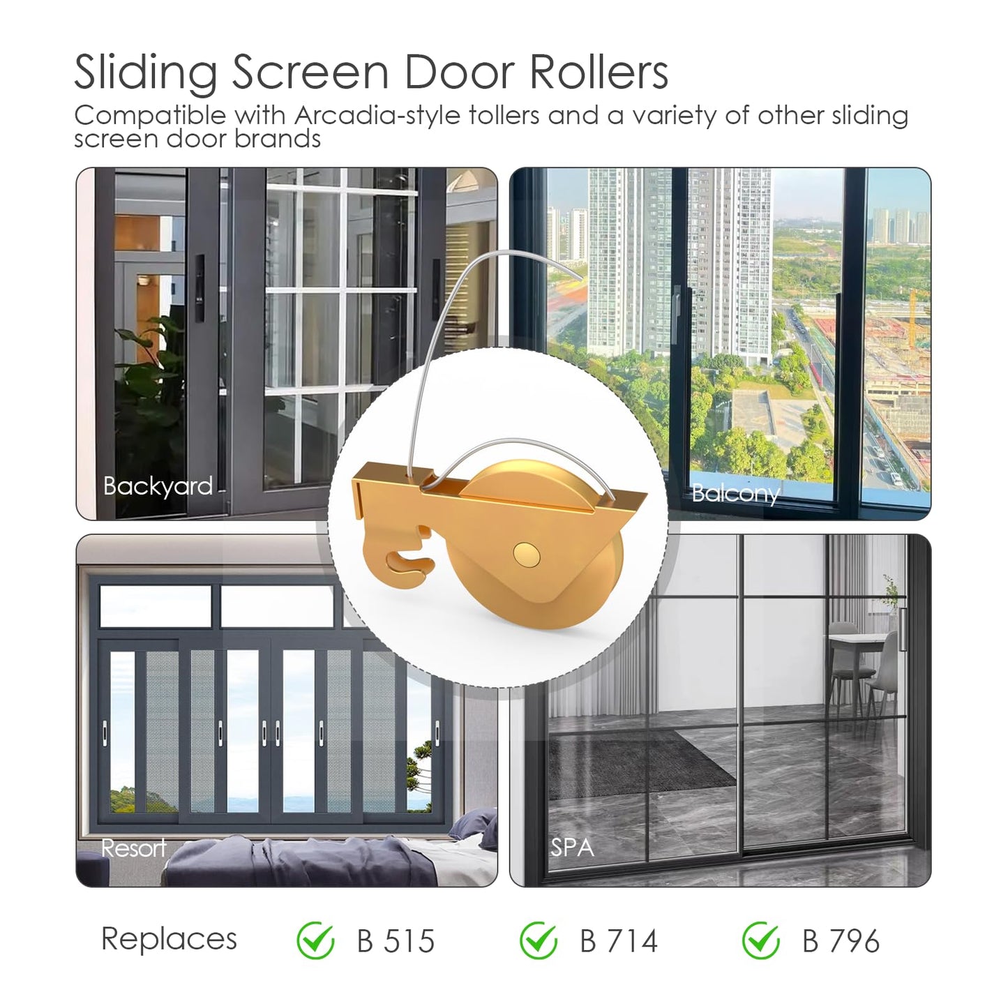 4-Pack Heavy-Duty Sliding Screen Door Rollers – Compatible with KDEX20 & Most Brands | 1-1/4" Steel Ball Bearings for Ultra-Smooth Glide