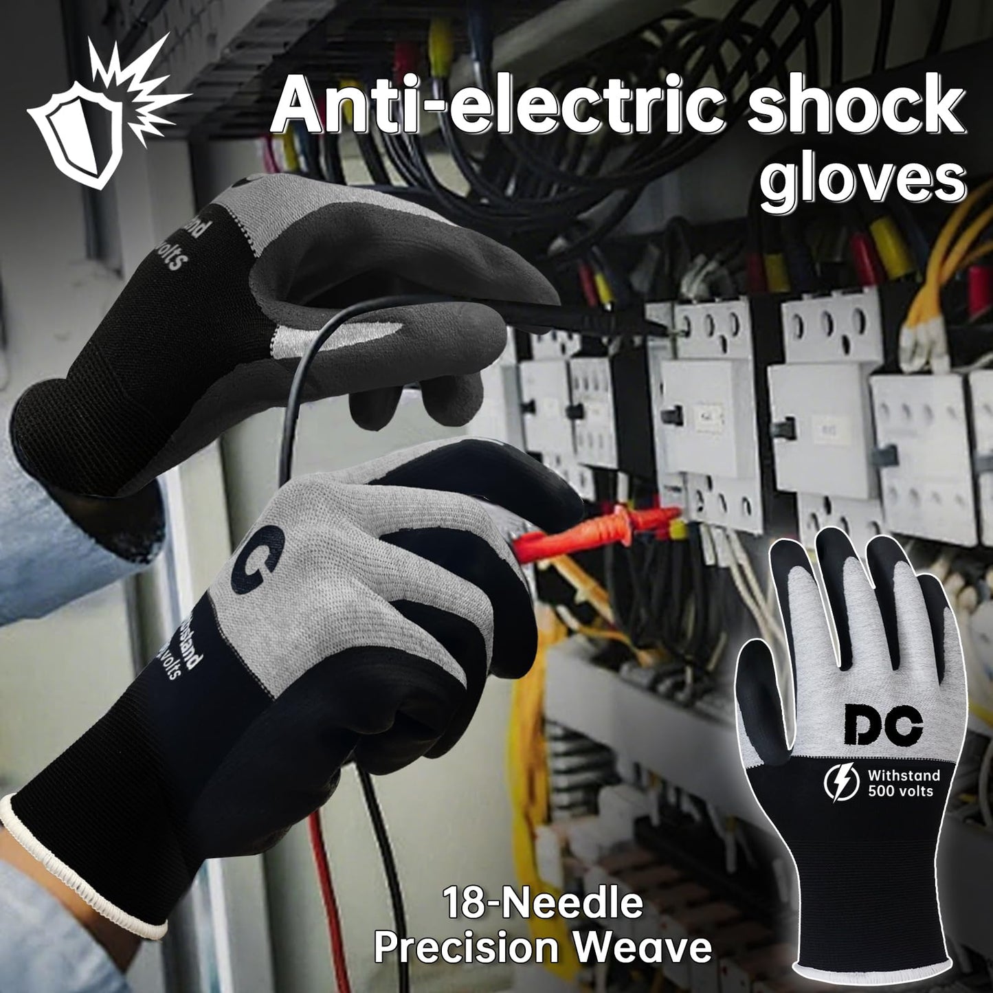 Insulated Electrician Gloves 500V Touch-Screen Voltage/Flame Retardant Work Gloves, Electrical Rubber Non-slip Texture Design for Electricians Prevent Shock