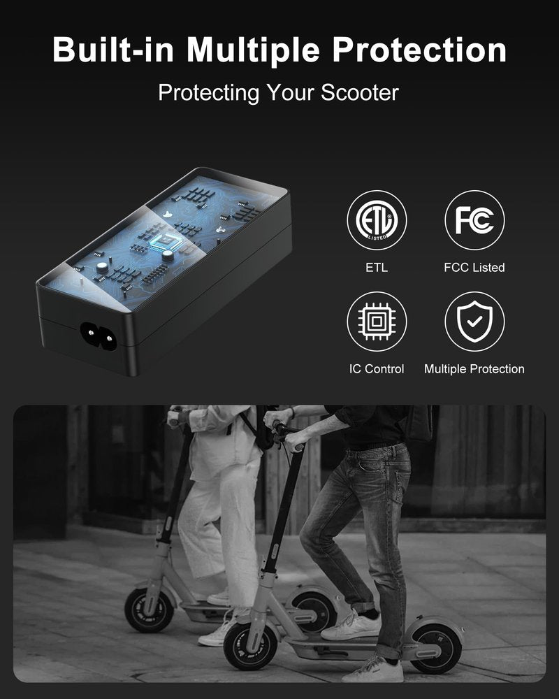 VHBW 42V 2A Electric Scooter Charger with 5 Plugs,Compatible with Gotrax, Jetson,Hover 1,Segway,Ninebot,Hiboy,Bird,Hoverstar,Volpam Scooters and Ebike with 36V Battery,9.8Ft Cable,LED Indicator
