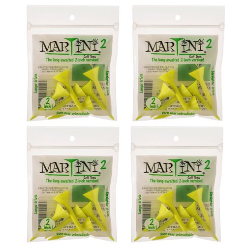 MARTINI 2" Golf Tees - 4 Packs of Yellow - 24 Tees Total - Virtually Unbreakable