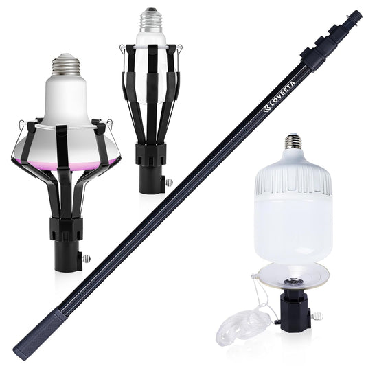 Extendable Light Bulb Changer Pole for High Ceilings - 12ft to 18ft Telescopic with Gripper - LOVEETA®