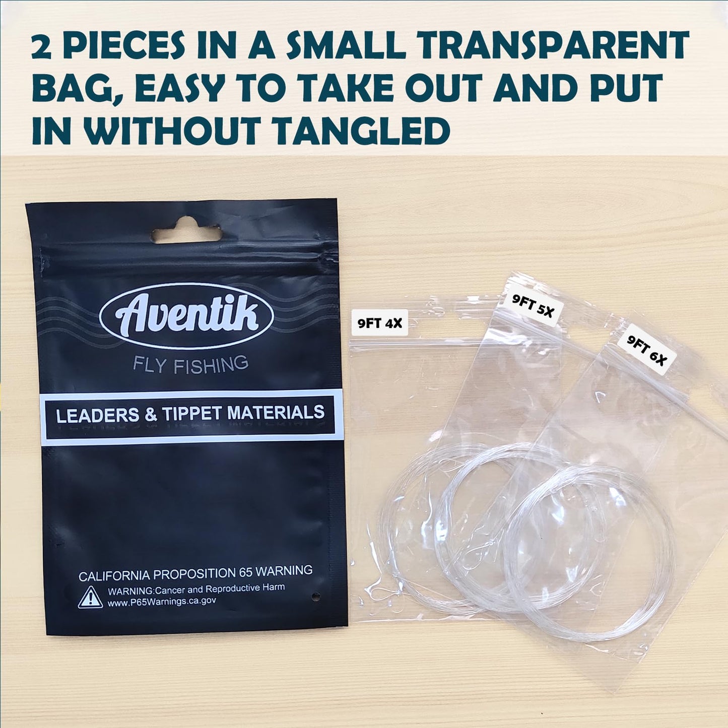 Aventik Fly Fishing Tapered Leader Pre-Tied Loop Fishing Leader Line 7.5FT 9.0FT 12FT 6/12 Pack Tensile Strength- Abrasion Resistance- Low Memory Freshwater Saltwater (7.5FT-6pcs, 4X-5.4LB)