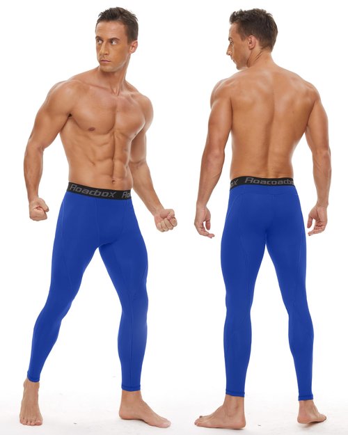 Roadbox 3 Pack Compression Pants Men, Performance Running Workout Sports Leggings, Gym Basketball Athletic Tights Base Layer
