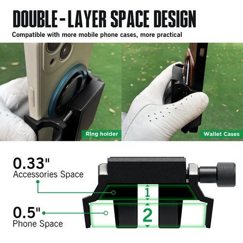 Dprofy Golf Cart Phone Holder Strong Magnetic Golf Cart Phone Mount Golf Accessories Fit for All Popular Smart Phones Special Design for Thick Case and Ring Holder (Black)