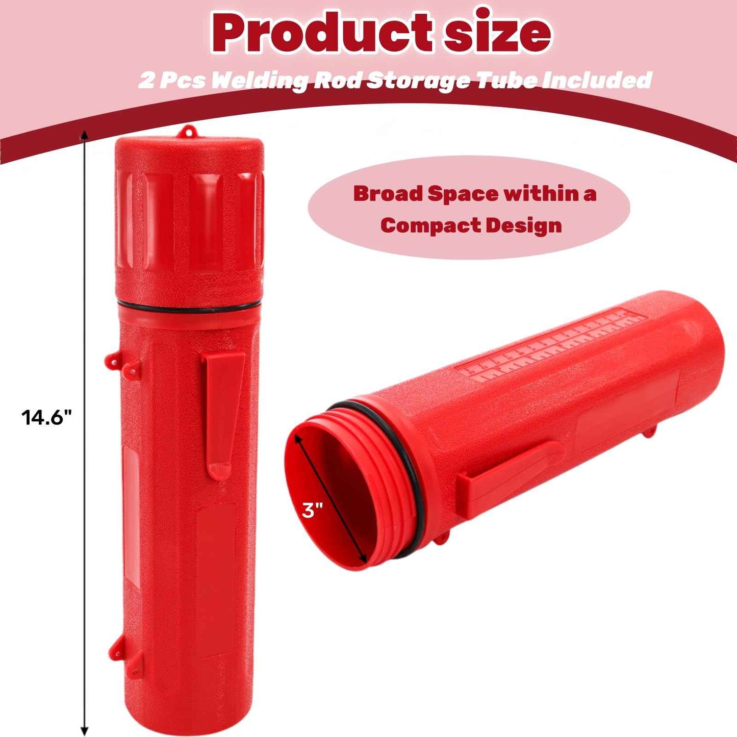 ZOOFOX 2 Pack Welding Rod Holder, 14" Carbon Steel Stick Electrode Storage Tube, Waterproof Welding Rod Canister for Keeping Welding Electrode Fresh and Dry, Welding Equipment