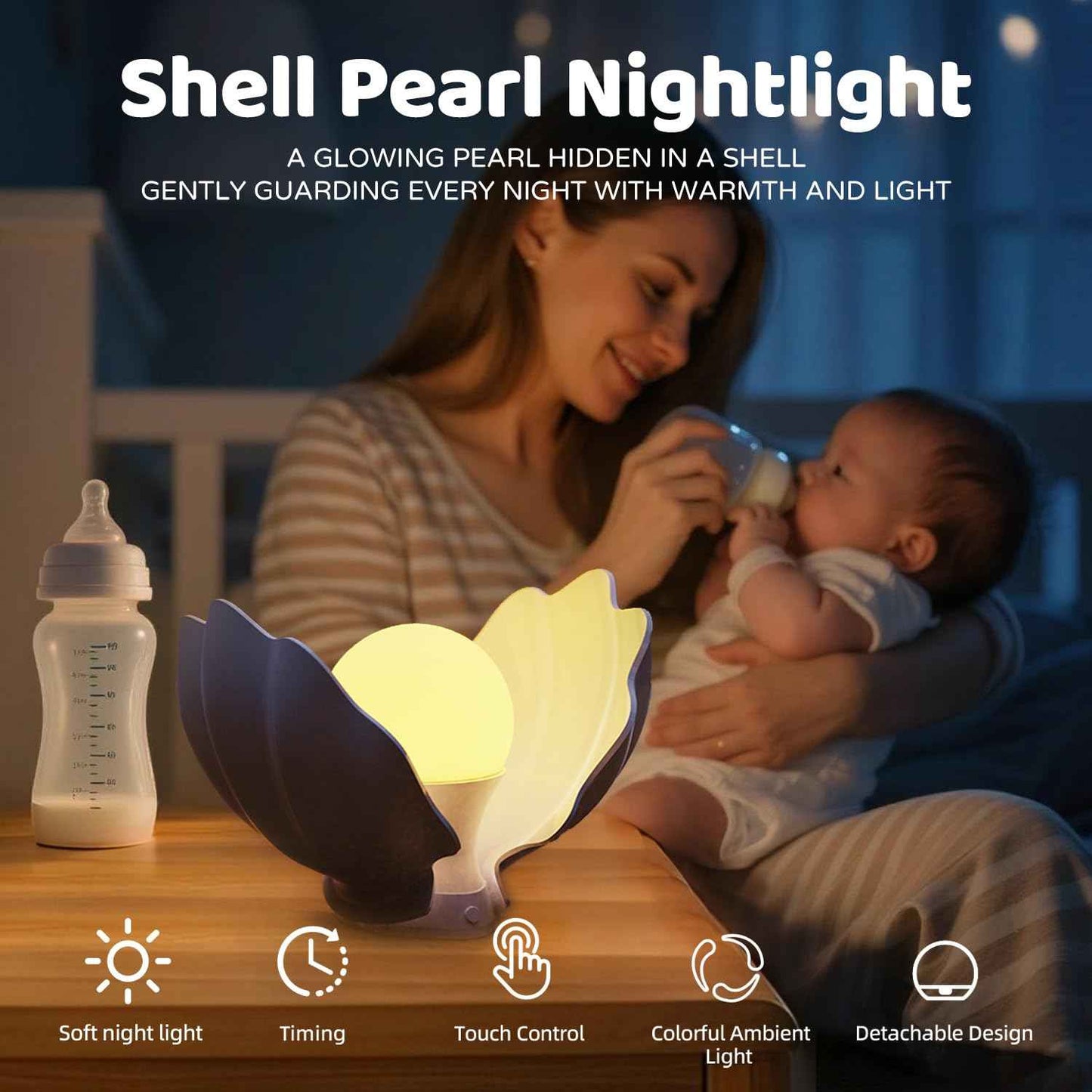 Baby Night Light, Nursery Night Lamp for Breastfeeding, Soft BPA Free Silicone Portable Night Light, 7 Colors Changing & Stepless Dimming, 1h Timer & Touch Control, Rechargeable night light for Kids