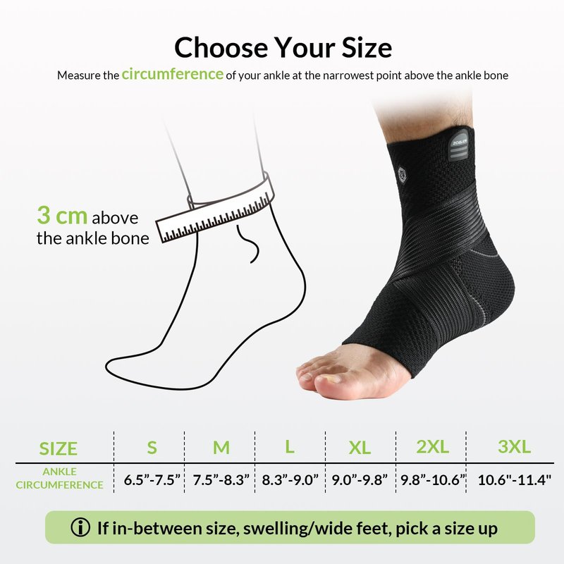 ZOELION Ankle Brace Compression Support with Removable Fishnet Strap, 3D Knit Plantar Fasciitis Relief Achilles Tendonitis Brace, Ankle Compression Sleeve for Pain Relief & Injury Healing, Black/L
