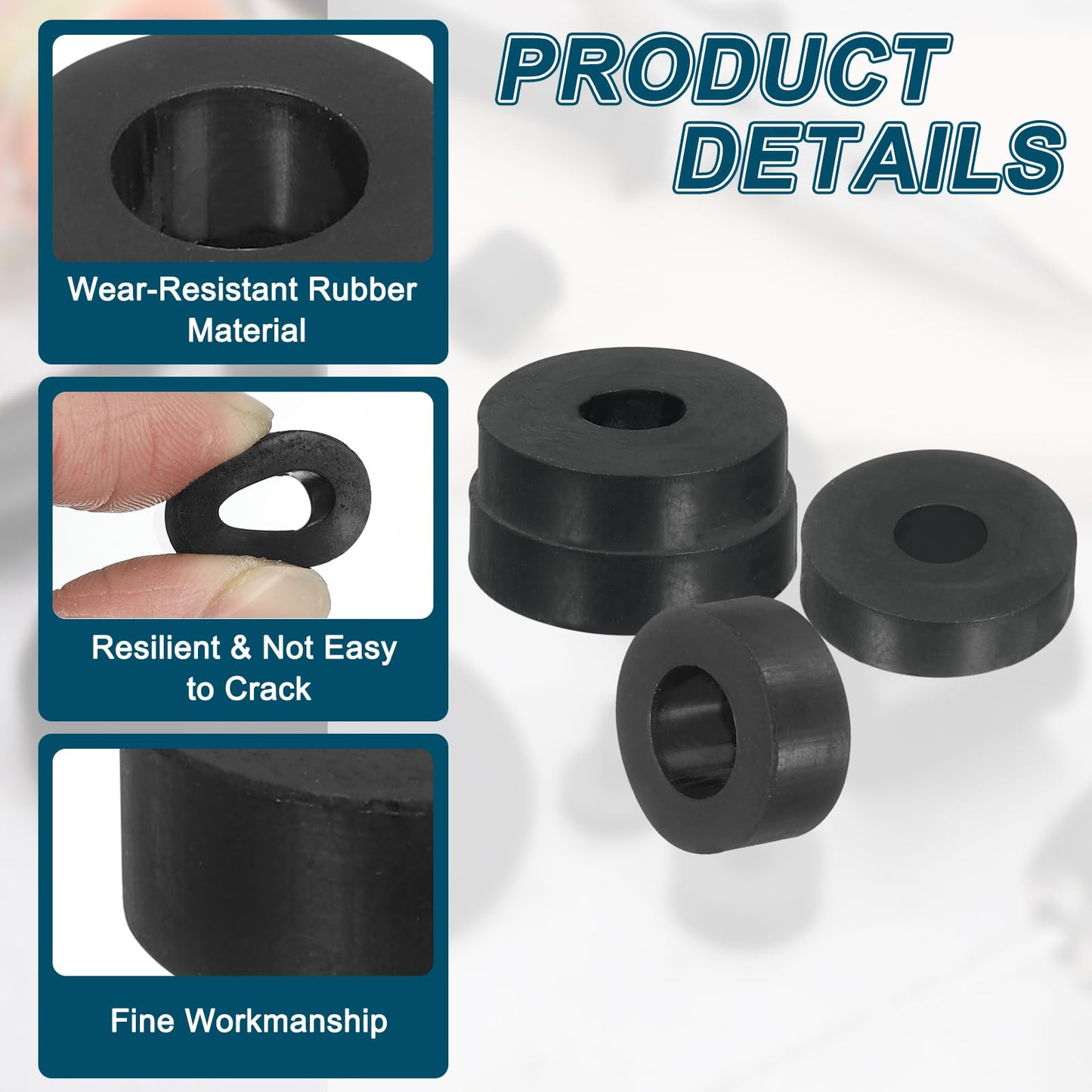 uxcell 6Pcs Thick Rubber Spacer, 2 Inch OD x 1/2 Inch ID x 1/4 Inch Thickness Round Rubber Bushings Anti Vibration Flat Spacer Washers for Home Industrial Machinery