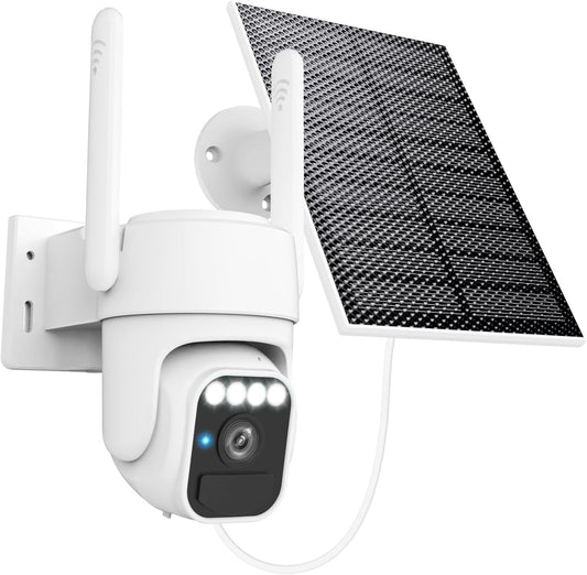 Wireless Solar Security Camera - 360° View, Two-Way Talk, Auto Tracking, Color Night Vision