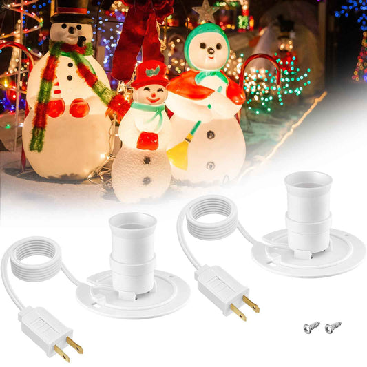 SURAIELEC 2-Pack Blow Mold Light Kit Replacement, Outdoor Lights With E26 E27 Socket, 3.5" Universal Light Plate for Santa, Wisemen, Halloween Christmas Village House, 5 FT Cord