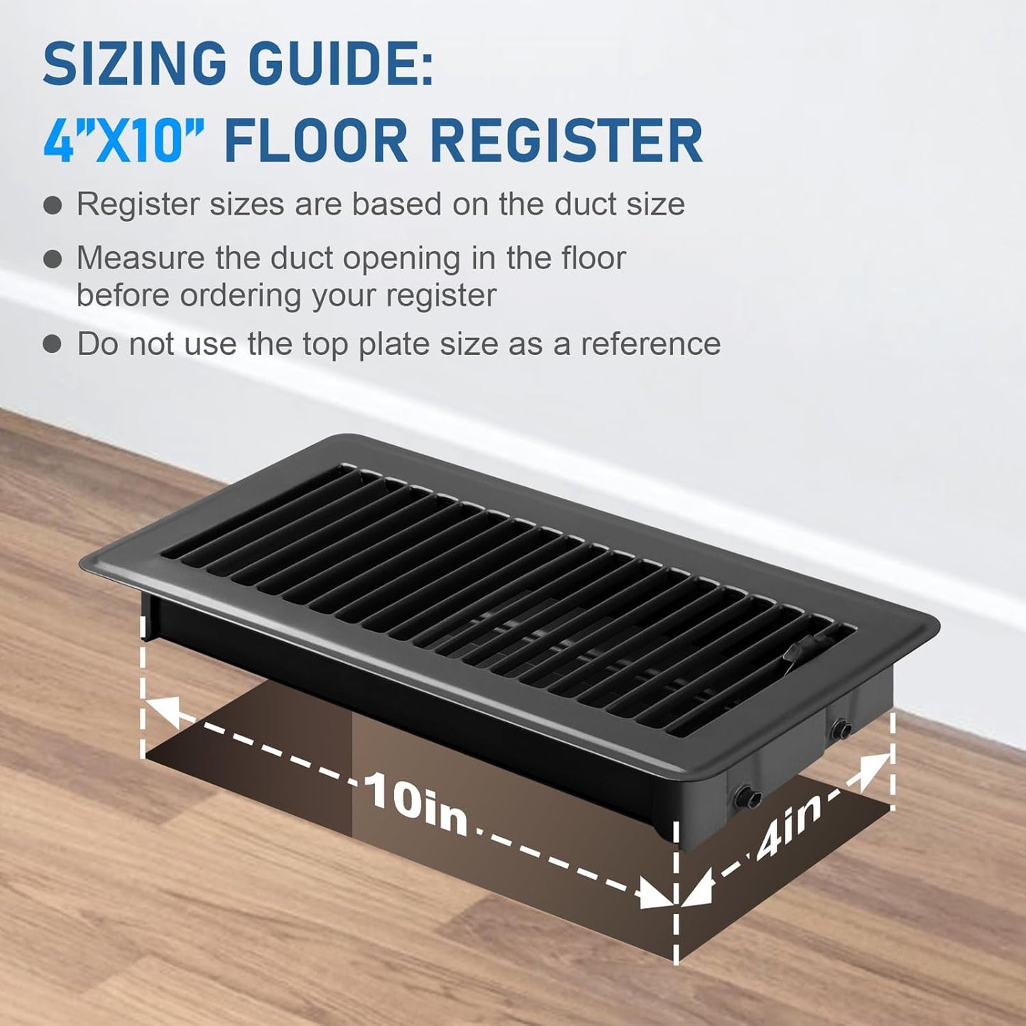 Heavy Duty 4x10 Inch Metal Floor Vents - 6 Pack Rust Proof Air Vent Covers for Home