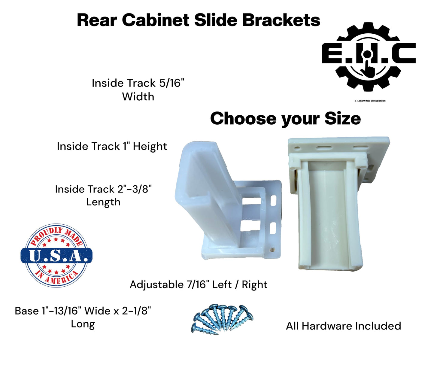 Drawer/Cabinet Slide Track/Socket/Brackets/Choose from Various Sizes/All Hardware Included by E.H.C. (5/16" Track Wth x 1" Hht x 2-3/8" Lgth -Adjustable)