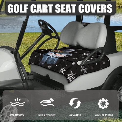 Yewattles Black Cute Snowman Golf Cart with 4 Pockets Seat Cover with Holes for 2 Passenger Portable Lightweight Anti-Hot Club Car Seat Towel Essentials Decorative Accessories Easy to Install