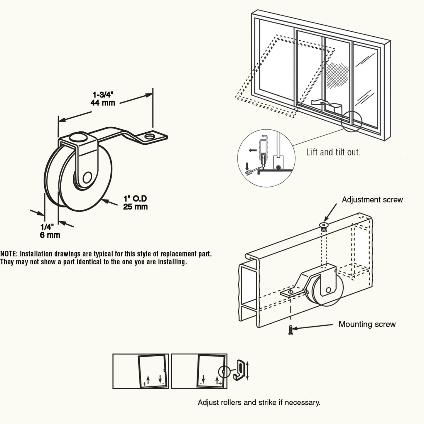 4 Pack Sliding Screen Door Tension Spring Fits for Academy Doors, Replaces B 638, B 687, B 639 and B 756 Used on Both Top and Bottom, 1" Concaved Steel Ball Bearing