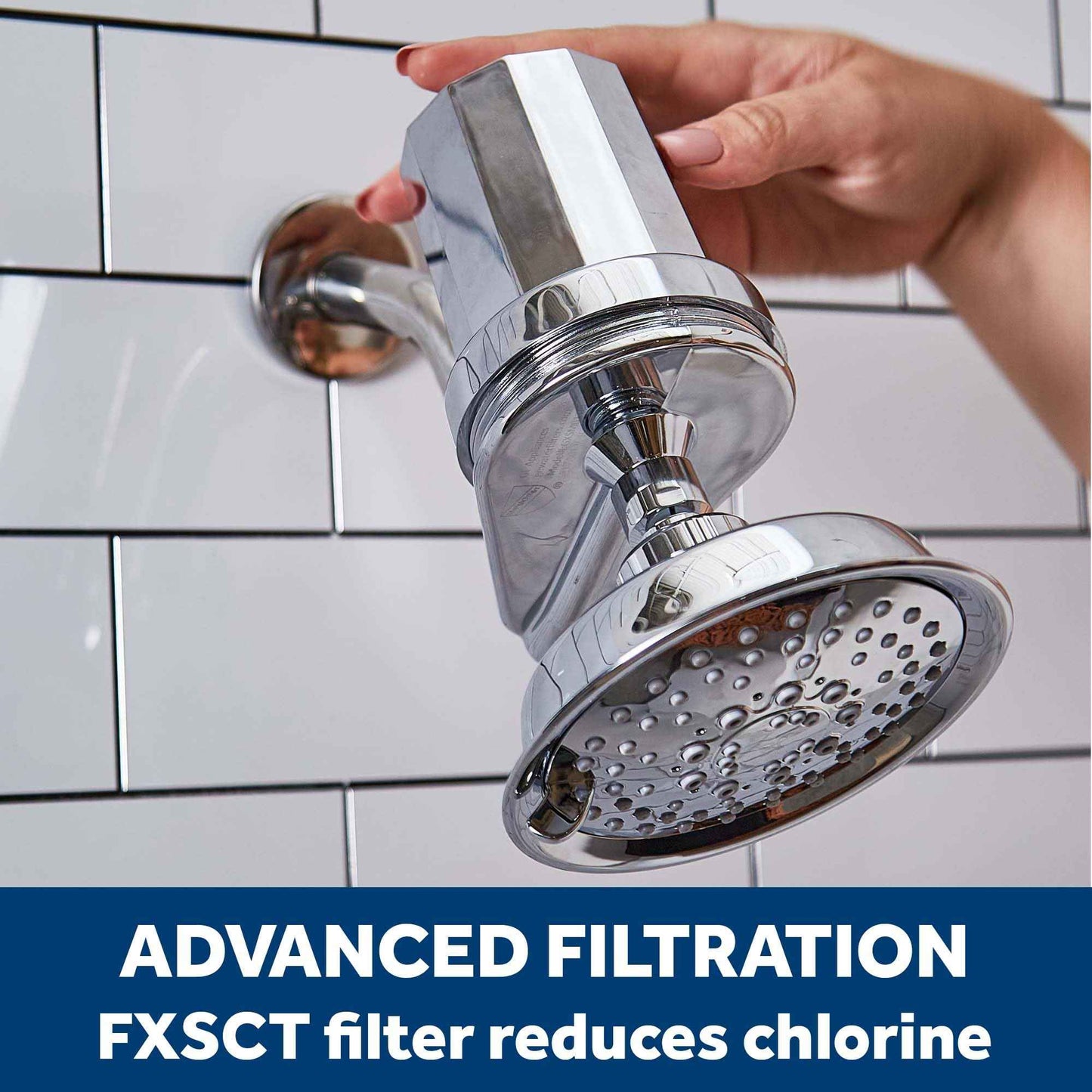 GE Shower Filtration System, Removes Chlorine, Easy to Install to an Existing Shower Head Tool Free in Minutes, Filter Included, Replace Filter (FXSCT) Every 6 Months, GXSM01TBL
