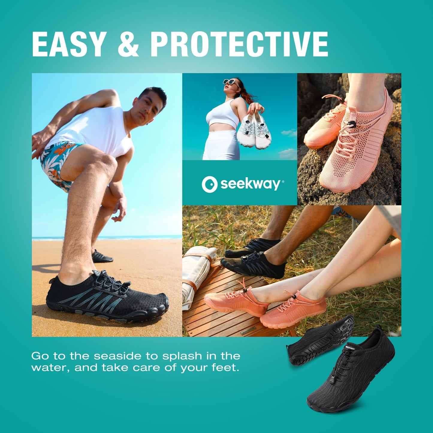 SEEKWAY Water Shoes - Quick-Dry Aqua Socks for Men & Women | Ideal for Beach, Pool & Hiking