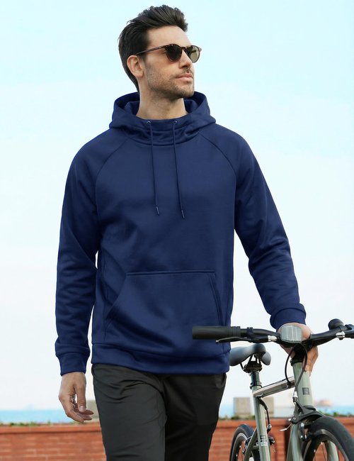 MAGCOMSEN Mens Hoodies Pullover Sweatshirts Soft Moisture Wicking Running Athletic Hoodies for Men With Kangaroo Pocket Navy XL