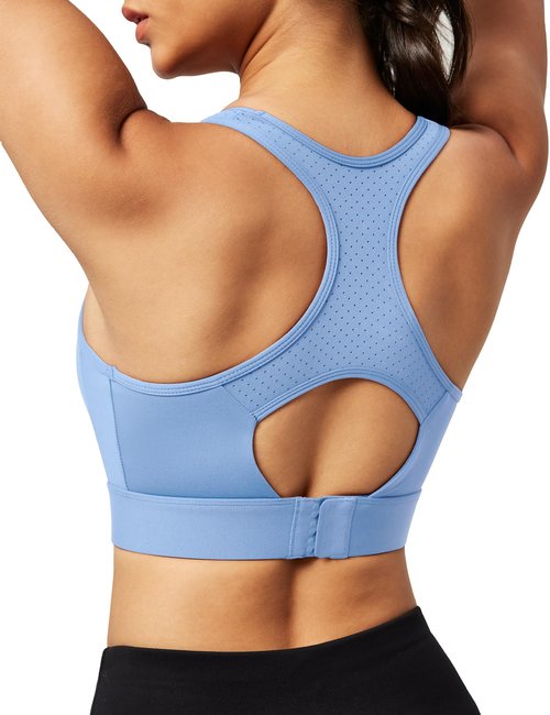 Ewedoos Sports Bras for Women High Support High Impact Sports Bras for Women Large Bust Push up Racerback Workout Running Bra Aqua Blue