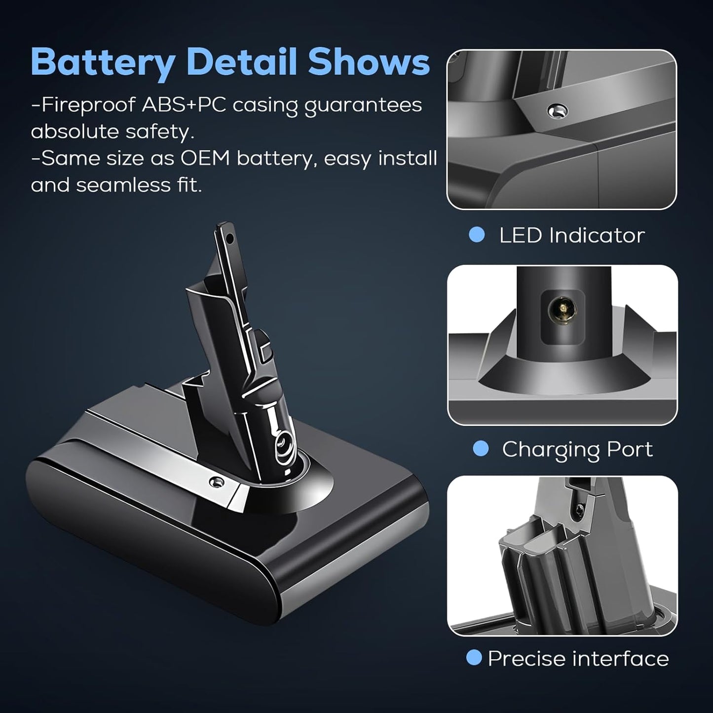 7000mAh V8 SV10 Battery for Dyson V8 Animal/Absolute/Motorhead - High-Performance Li-ion Replacement