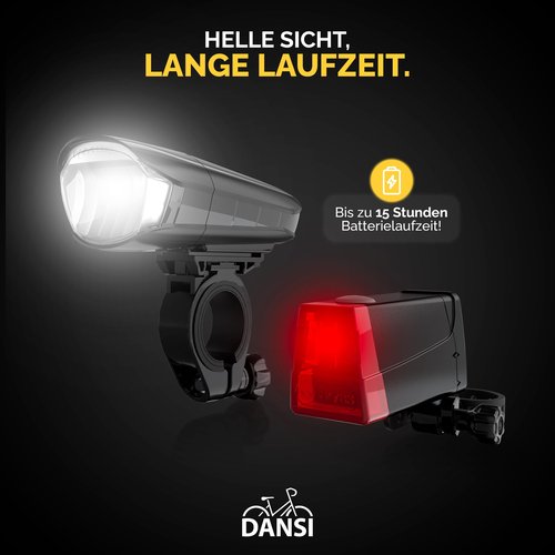 DANSI Bike Lights for Night Riding, Super Bright with Flashing Functions. Easy to Install Bike Light Set, Bike Accessories for Men Women Kids Road Mountain Cycling Bicycle Accessories Bicycle Light