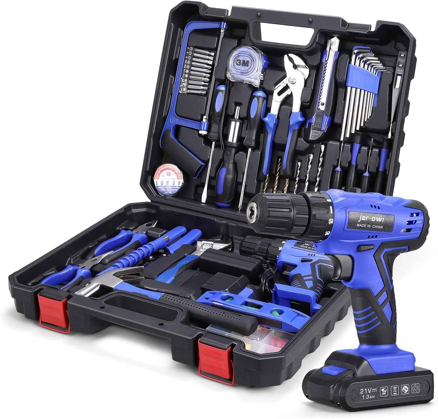 16.8V Cordless Drill & 108-Piece Power Tool Combo Kit for Home & Garden Repairs