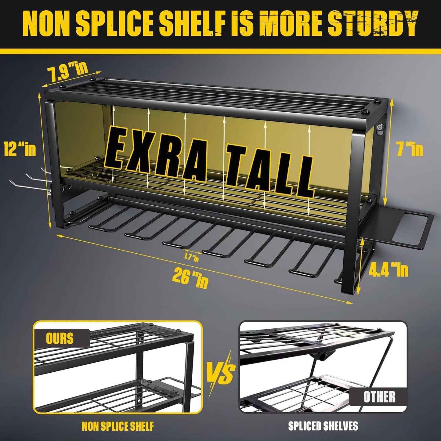 32-Inch Wall-Mounted Power Tool Organizer with Charging Station & 8 Slots for Garage