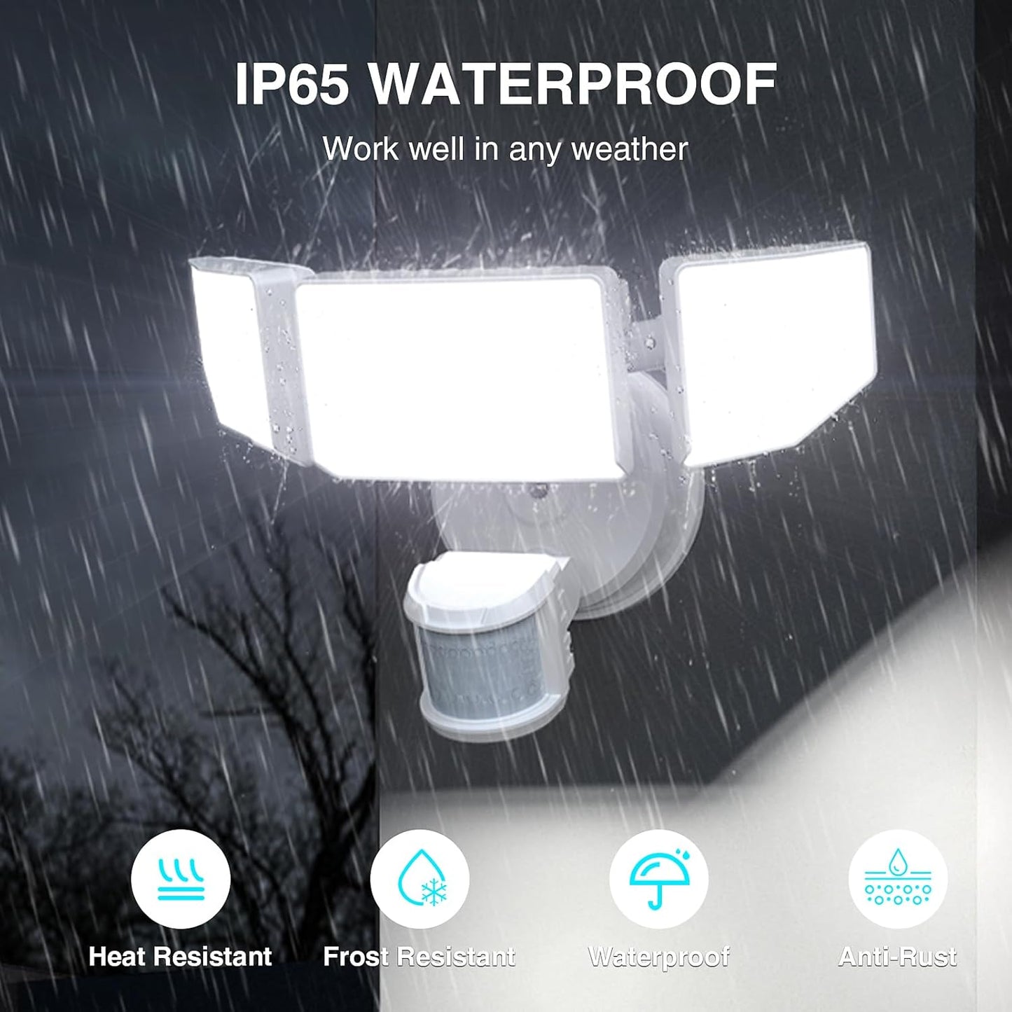 85W LED Motion Sensor Security Light - 8500LM Dusk to Dawn, 3-Head Waterproof Floodlight for Garage, Yard & Porch