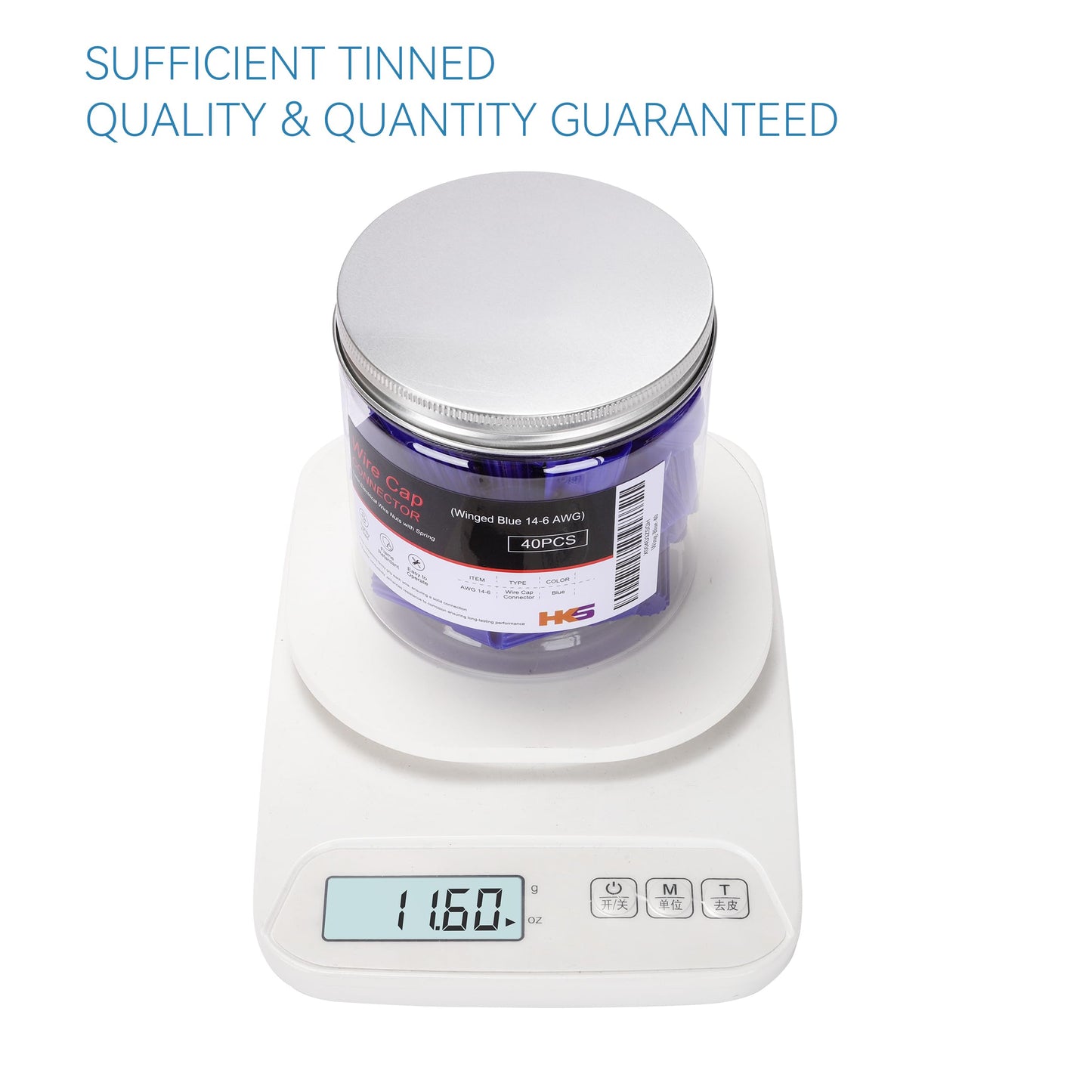 HKS 40 PCS Blue Wire Nuts - AWG 14-6 Winged Electrical Wire End Connectors - Twist-On Screw Caps Insulated Insertion with Spring Portable & Quick to Connect